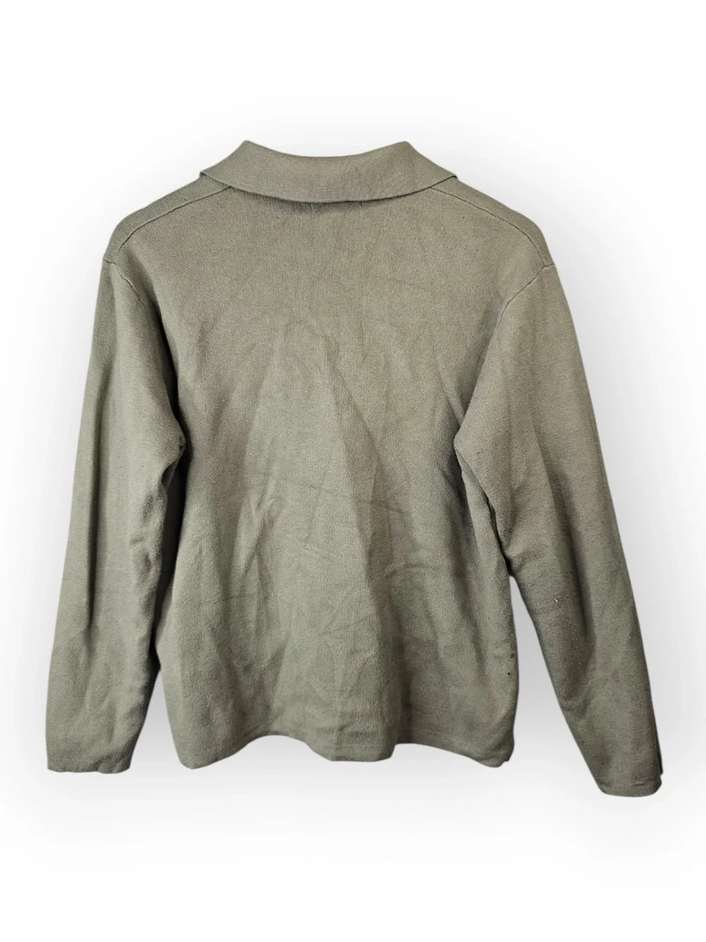 ZARA Men's Knit Long Sleeve Polo Shirt Medium Tan/Taupe